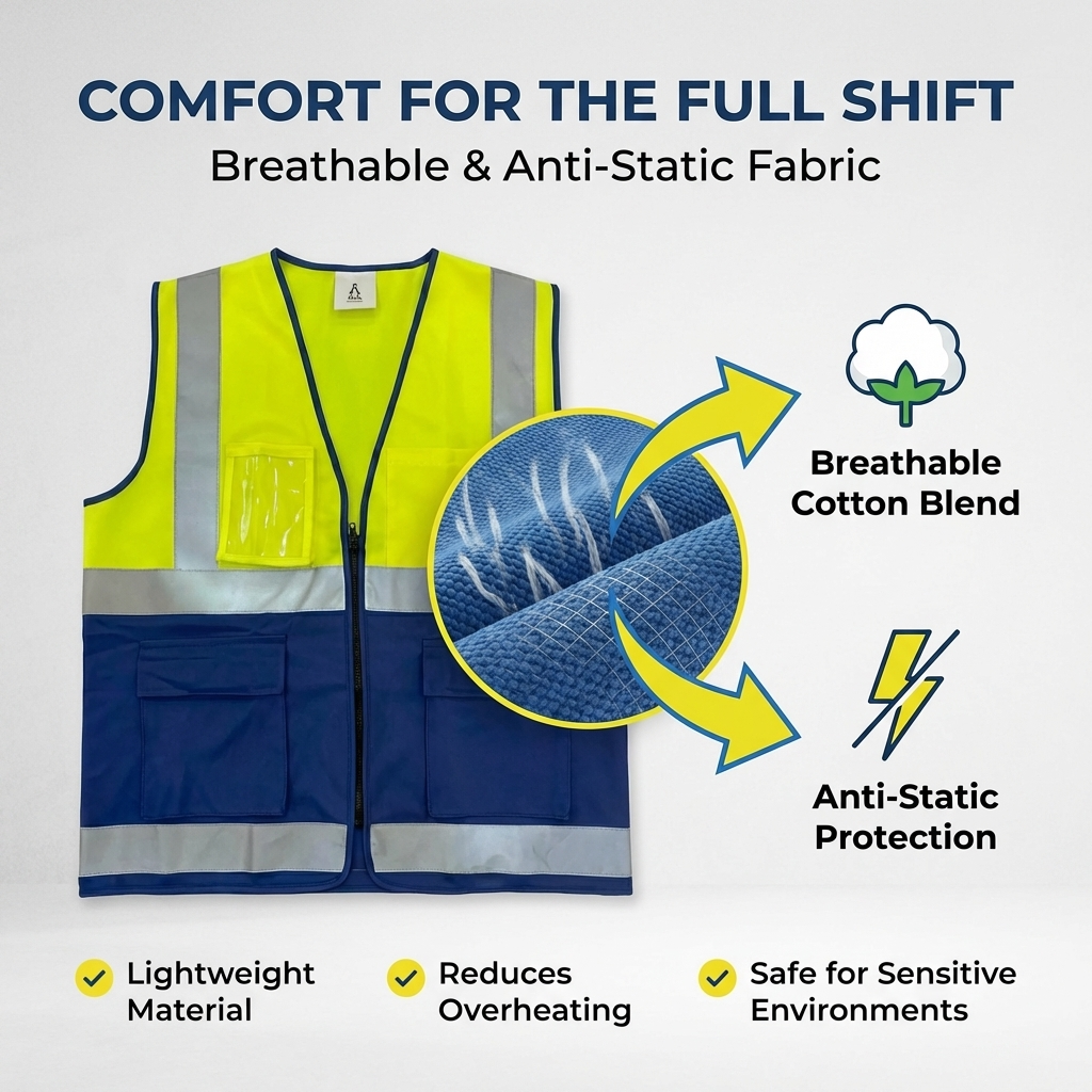High-Visibility Safety Vest Yellow & Blue Two-Tone
