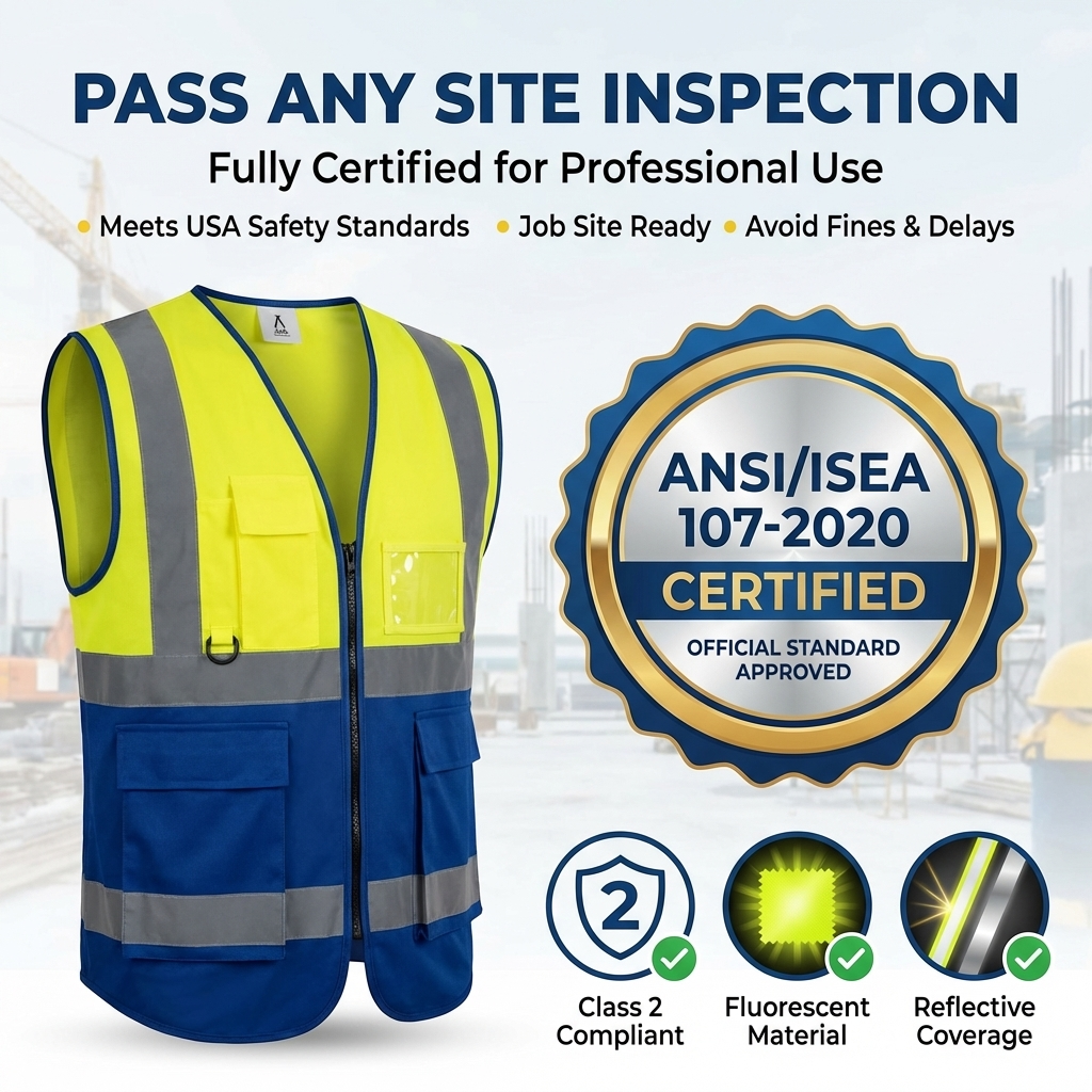 High-Visibility Safety Vest Yellow & Blue Two-Tone