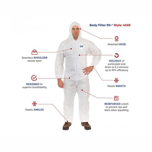 Body Filter 95+® Disposable Hooded Coverall Style 4028
