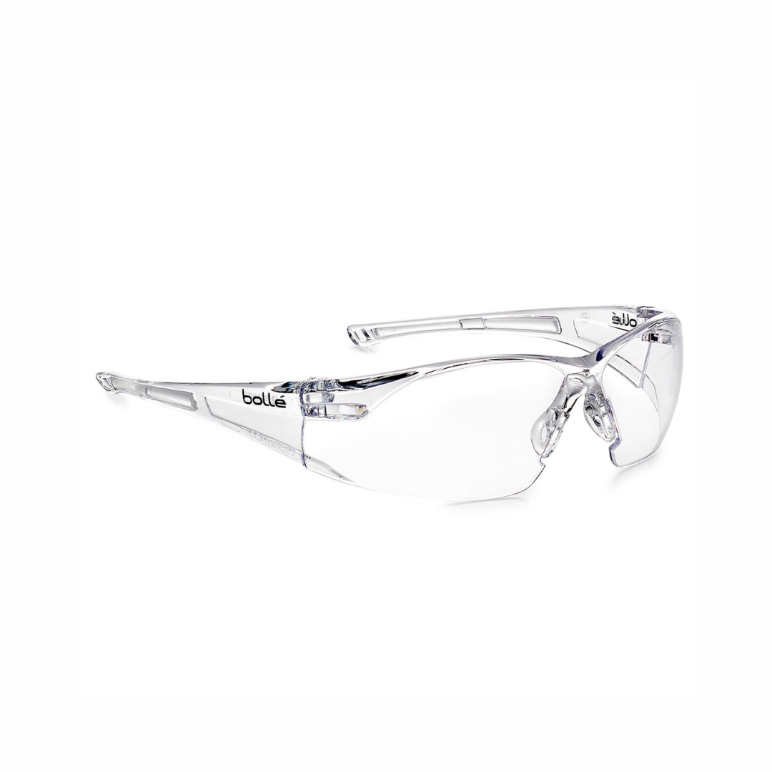 Bollé Safety RUSH Classic Clear Safety Glasses | Rimless Panoramic Industrial Eyewear