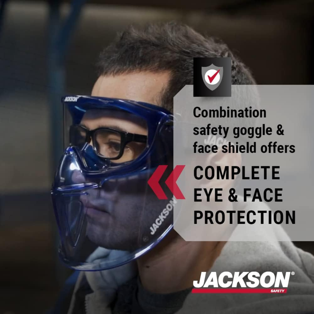 Jackson Safety 21000 GPL500 Goggle with Detachable Face Shield | Premium Splash & Impact Protection