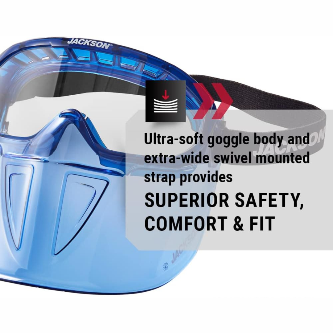 Jackson Safety 21000 GPL500 Goggle with Detachable Face Shield | Premium Splash & Impact Protection