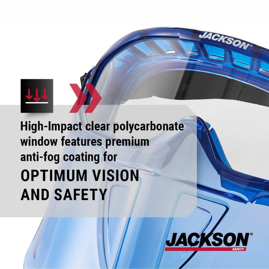 Jackson Safety 21000 GPL500 Goggle with Detachable Face Shield | Premium Splash & Impact Protection