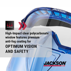 Jackson Safety 21000 GPL500 Goggle with Detachable Face Shield | Premium Splash & Impact Protection