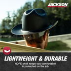 Jackson Safety Western Outlaw Full Brim Hard Hat | Cowboy-Style HDPE Safety Helmet