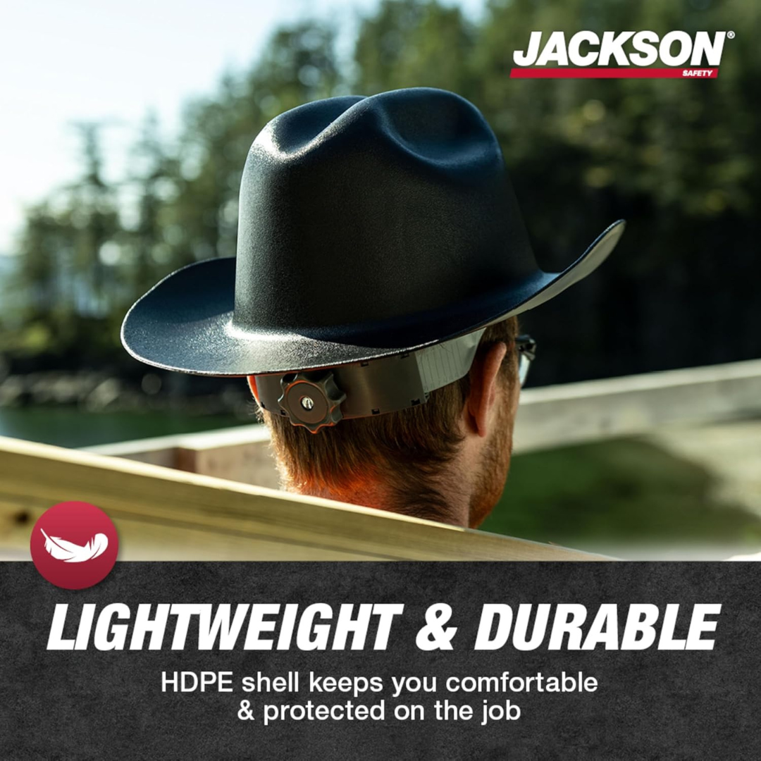 Jackson Safety Western Outlaw Full Brim Hard Hat | Cowboy-Style HDPE Safety Helmet