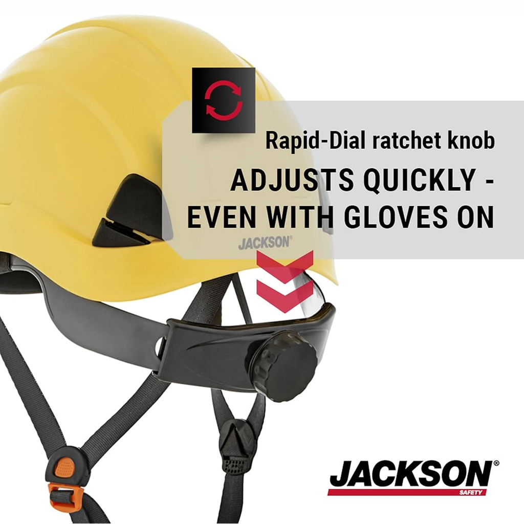 Jackson Safety 20901 CH-300 Industrial Climbing Hard Hat | Yellow Non-Vented HDPE Safety Helmet