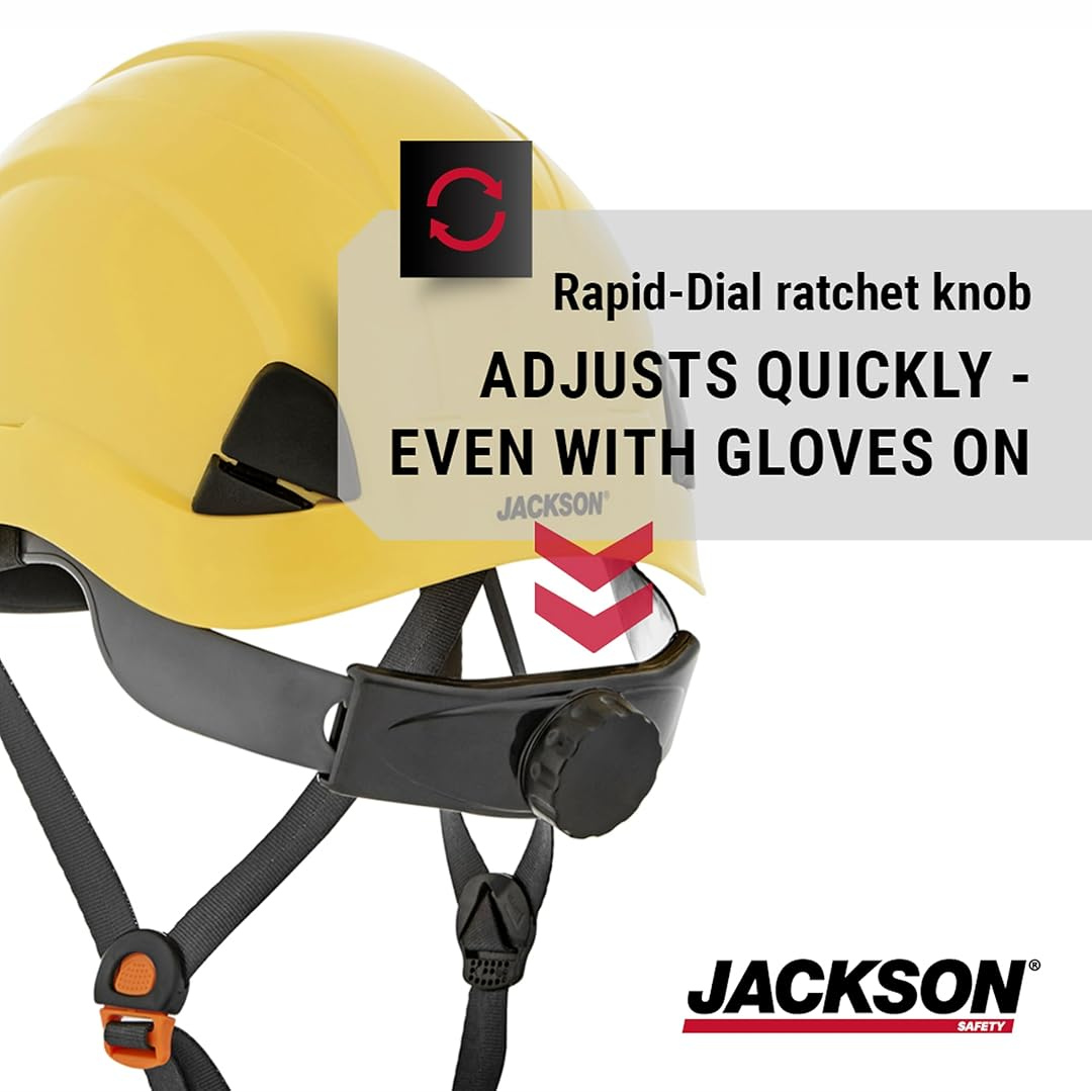 Jackson Safety 20901 CH-300 Industrial Climbing Hard Hat | Yellow Non-Vented HDPE Safety Helmet