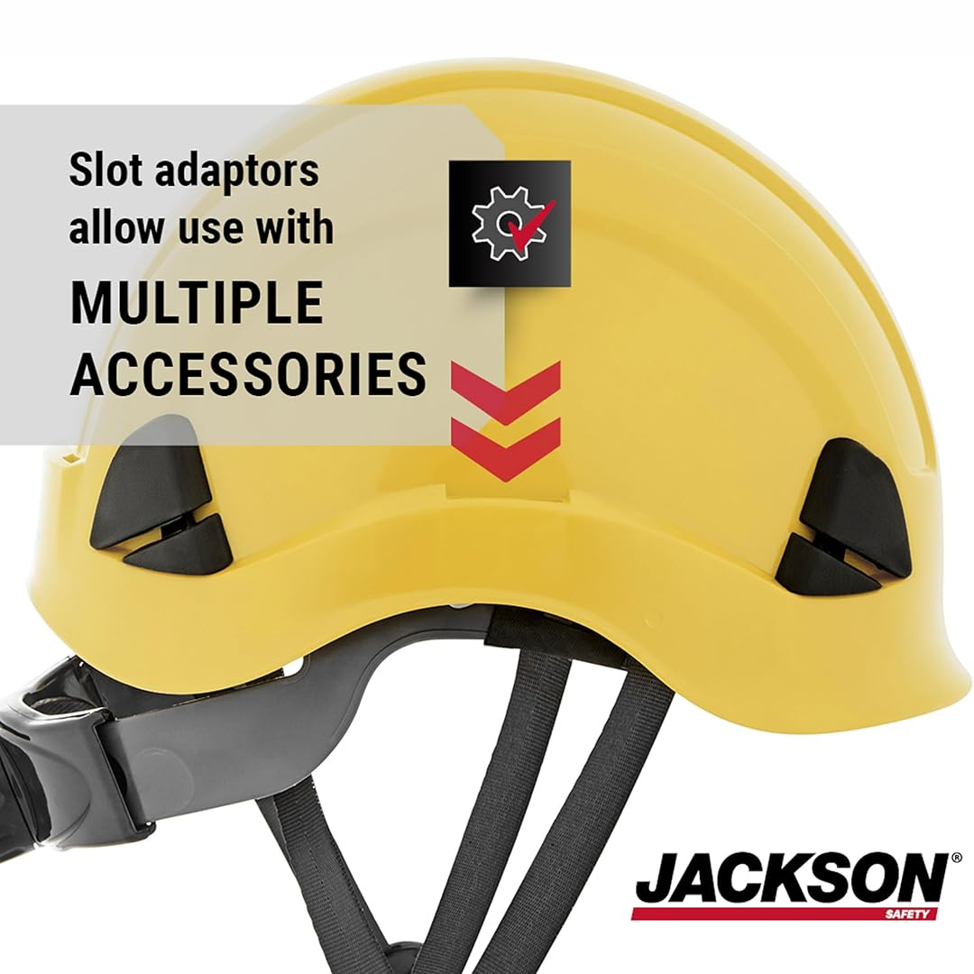 Jackson Safety 20901 CH-300 Industrial Climbing Hard Hat | Yellow Non-Vented HDPE Safety Helmet