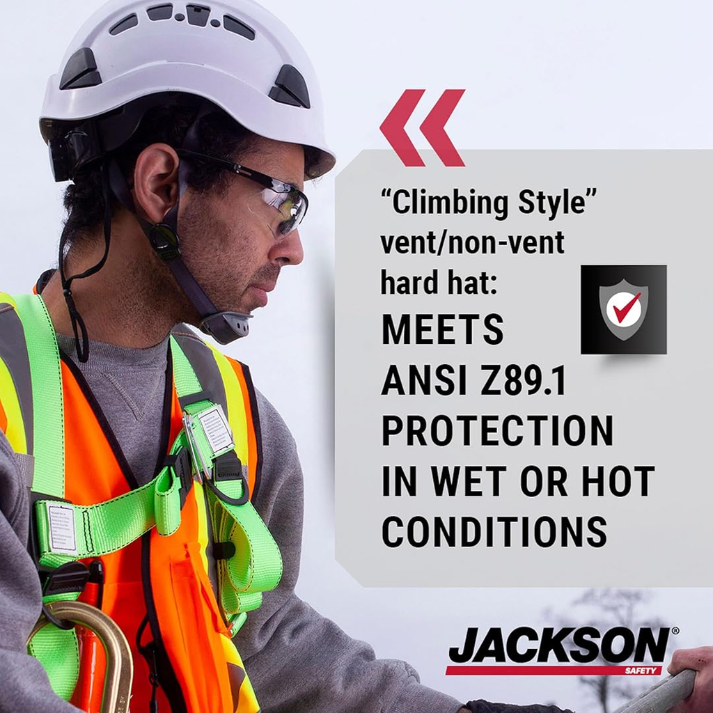 Jackson Safety 20920 CH-400V Industrial Climbing Hard Hat | White Vented ABS Safety Helmet