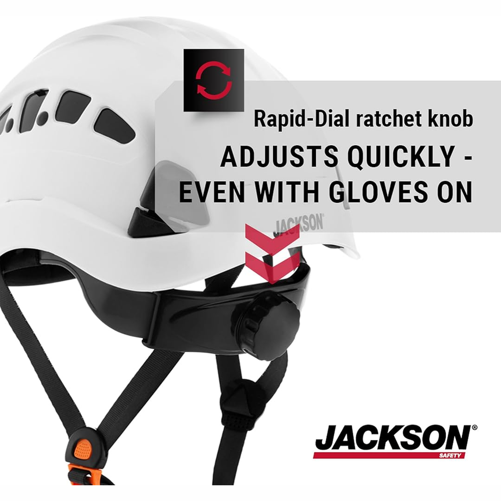 Jackson Safety 20920 CH-400V Industrial Climbing Hard Hat | White Vented ABS Safety Helmet