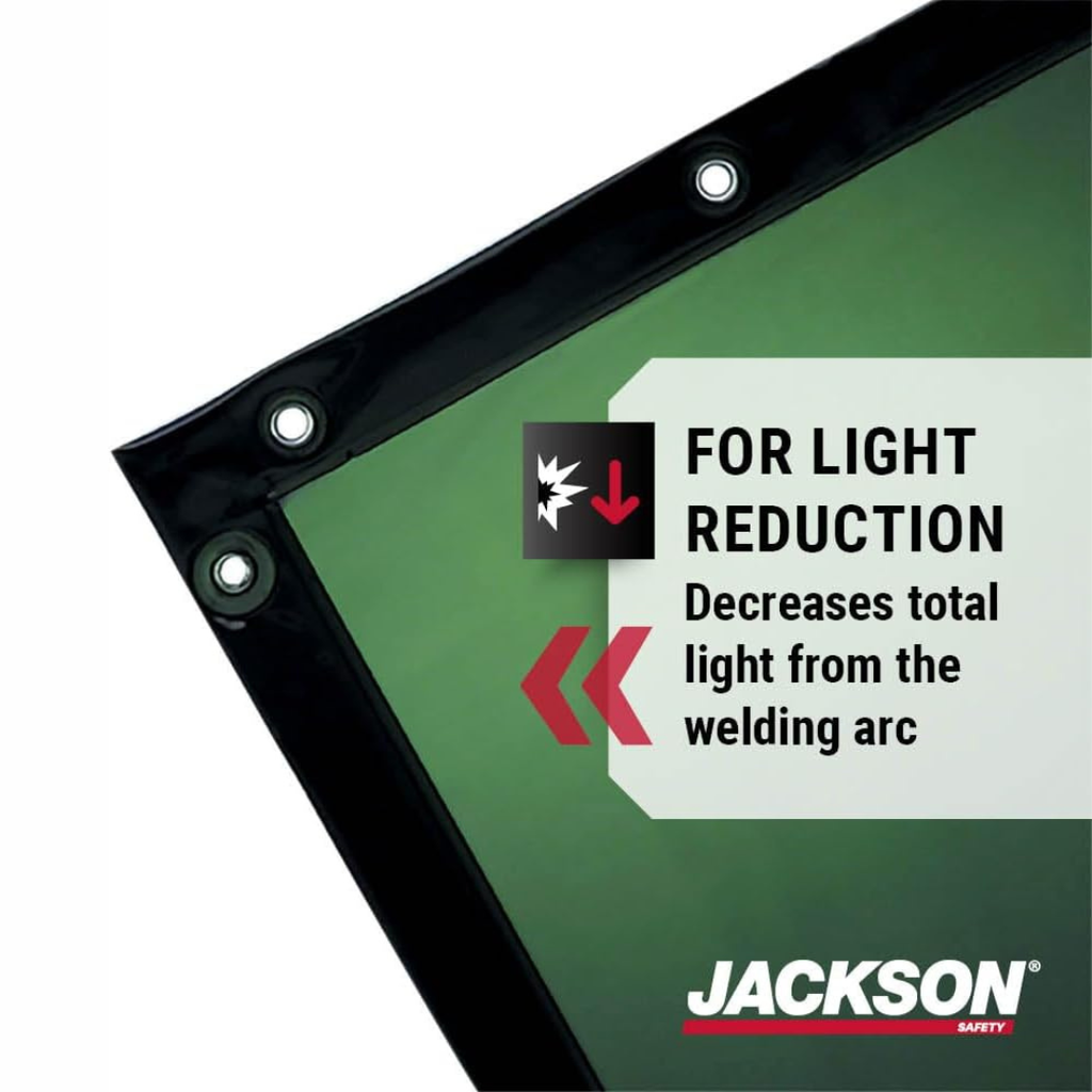 Jackson Safety 36315 See-Thru Heavy Duty Welding Curtain | 6 ft × 8 ft Transparent Green Welding Screen