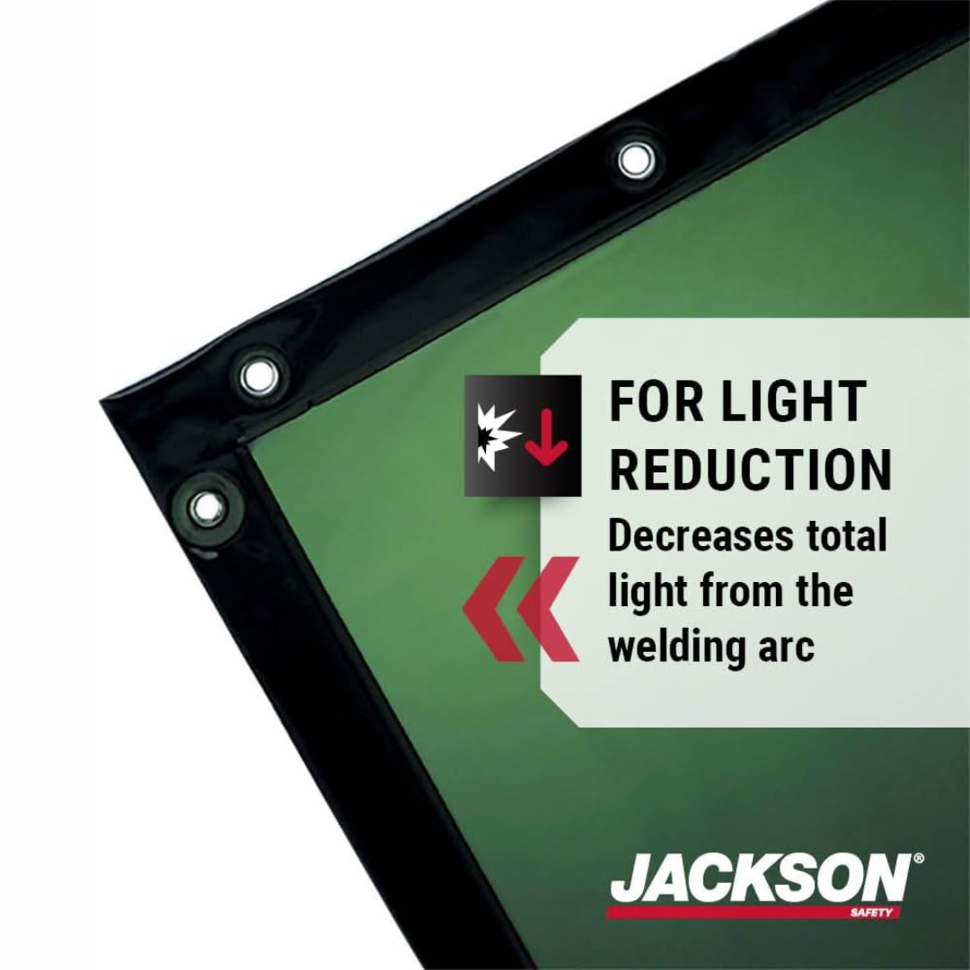 Jackson Safety 36315 See-Thru Heavy Duty Welding Curtain | 6 ft × 8 ft Transparent Green Welding Screen
