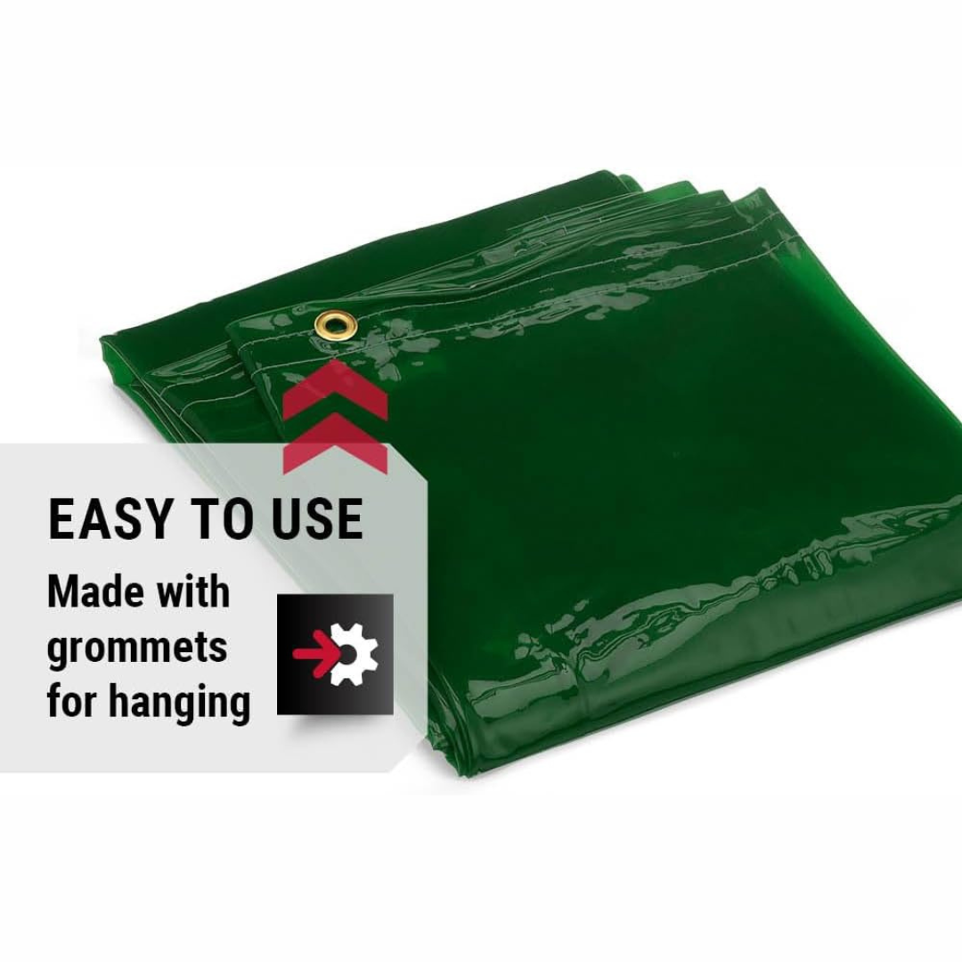Jackson Safety 36315 See-Thru Heavy Duty Welding Curtain | 6 ft × 8 ft Transparent Green Welding Screen