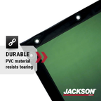 Jackson Safety 36315 See-Thru Heavy Duty Welding Curtain | 6 ft × 8 ft Transparent Green Welding Screen