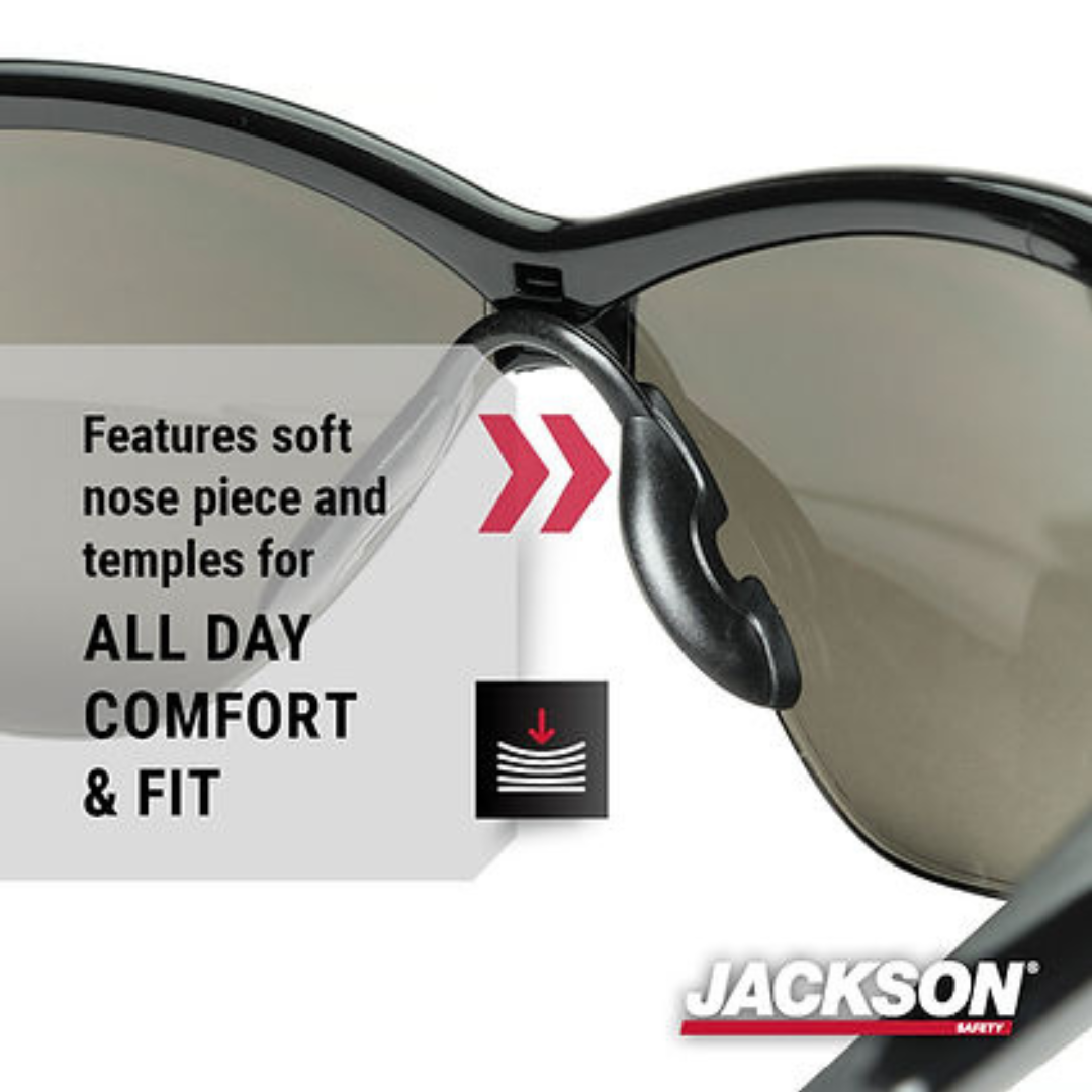 Jackson Safety 50006 SG Safety Glasses | Black Frame Smoke Mirror Lens
