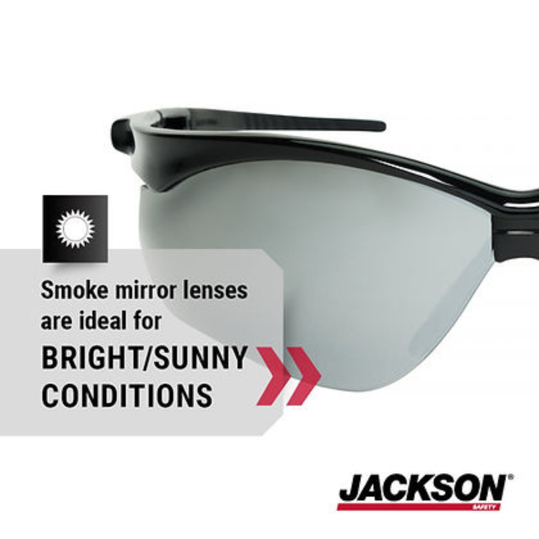 Jackson Safety 50006 SG Safety Glasses | Black Frame Smoke Mirror Lens