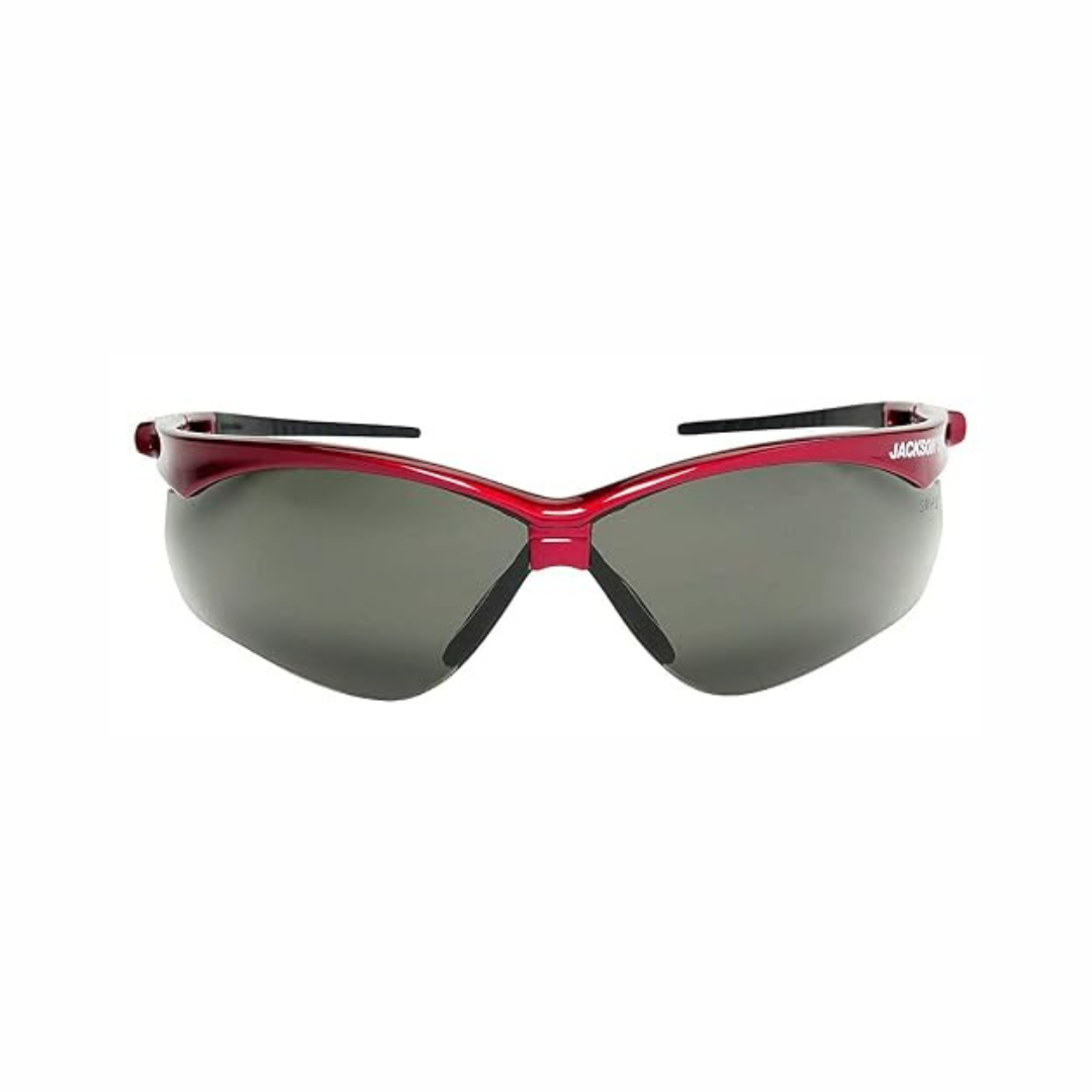 Jackson Safety 50016 SG Series Safety Glasses | Smoke Lens Red Frame