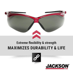 Jackson Safety 50016 SG Series Safety Glasses | Smoke Lens Red Frame