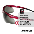 Jackson Safety 50016 SG Series Safety Glasses | Smoke Lens Red Frame