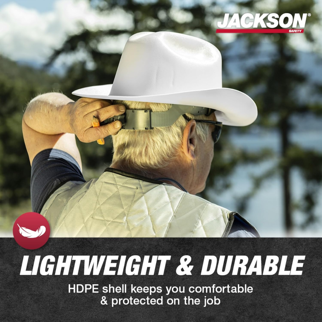 Jackson Safety Western Outlaw Full Brim Hard Hat | Cowboy-Style HDPE Safety Helmet