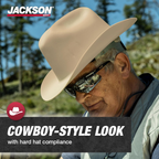 Jackson Safety Western Outlaw Full Brim Hard Hat | Cowboy-Style HDPE Safety Helmet