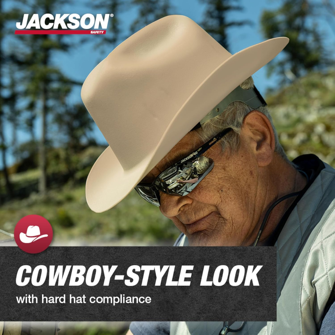 Jackson Safety Western Outlaw Full Brim Hard Hat | Cowboy-Style HDPE Safety Helmet