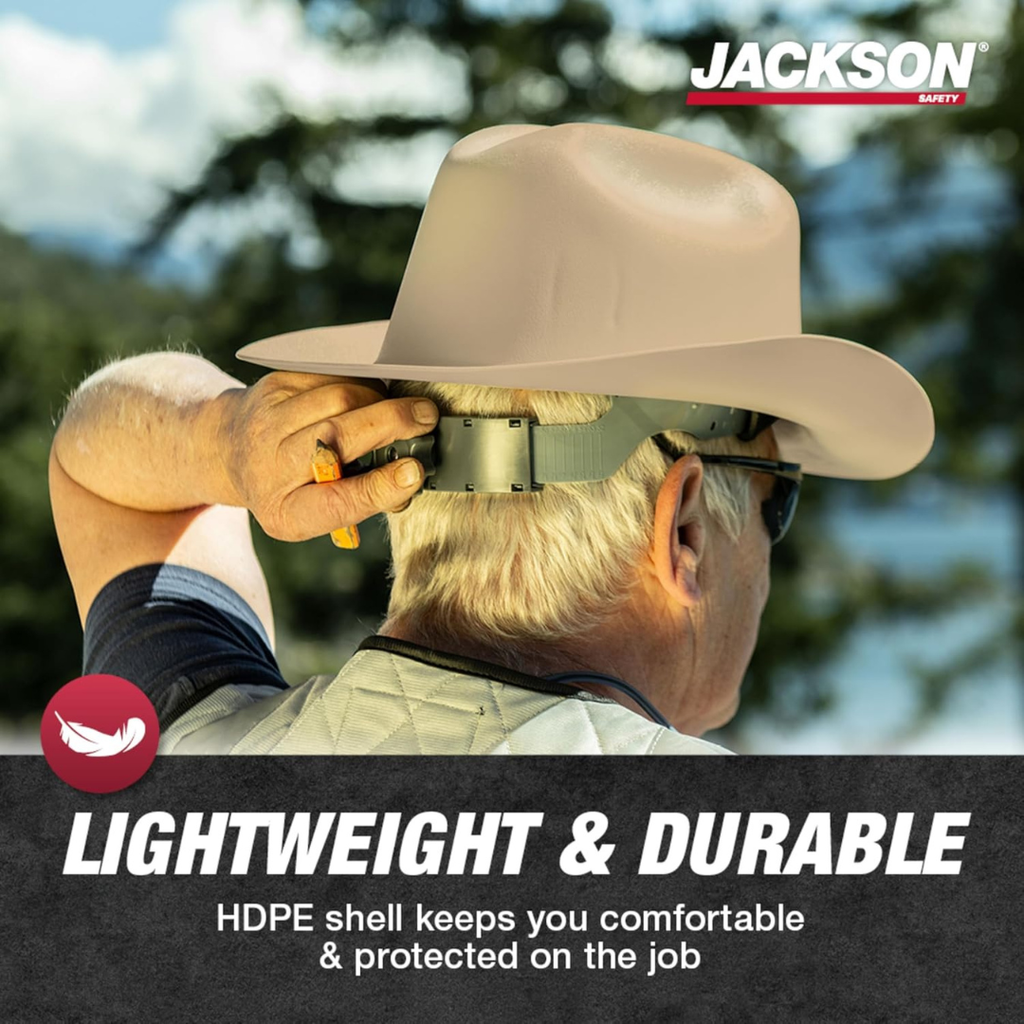 Jackson Safety Western Outlaw Full Brim Hard Hat | Cowboy-Style HDPE Safety Helmet