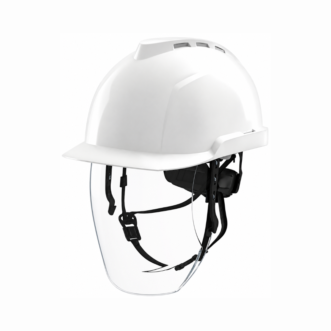 MSA V-Gard 950 Unvented Safety Helmet with Integrated Visor – Electrical & Industrial Protection