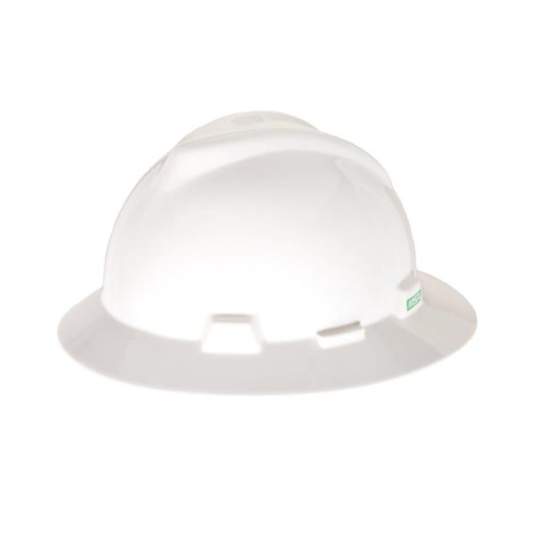 MSA V-Gard Full Brim Safety Helmet with Fas-Trac III Ratchet Suspension | 475369