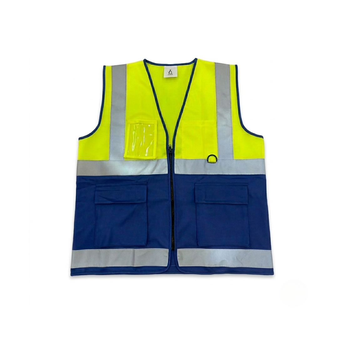 High-Visibility Safety Vest Yellow & Blue Two-Tone