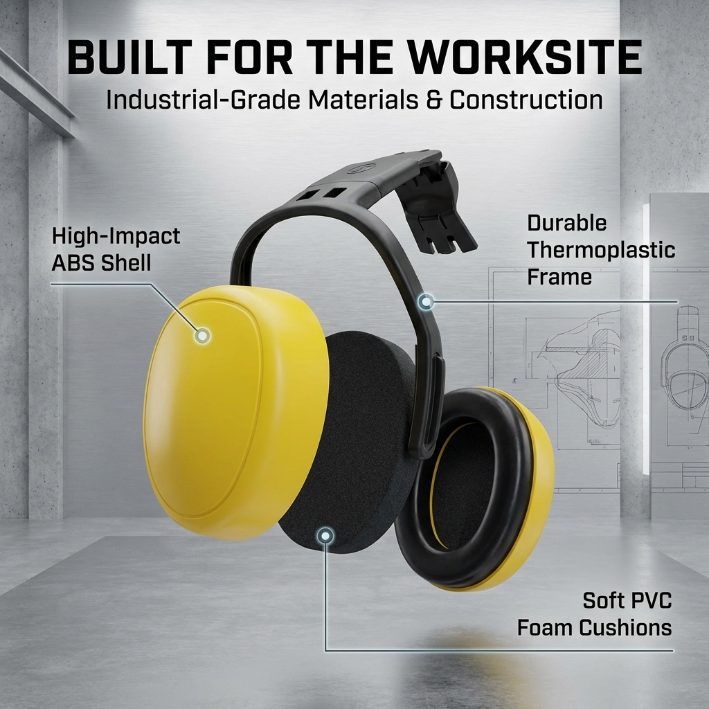 Helmet-Mounted Ear Muffs High Attenuation Noise Protection (NRR 28)