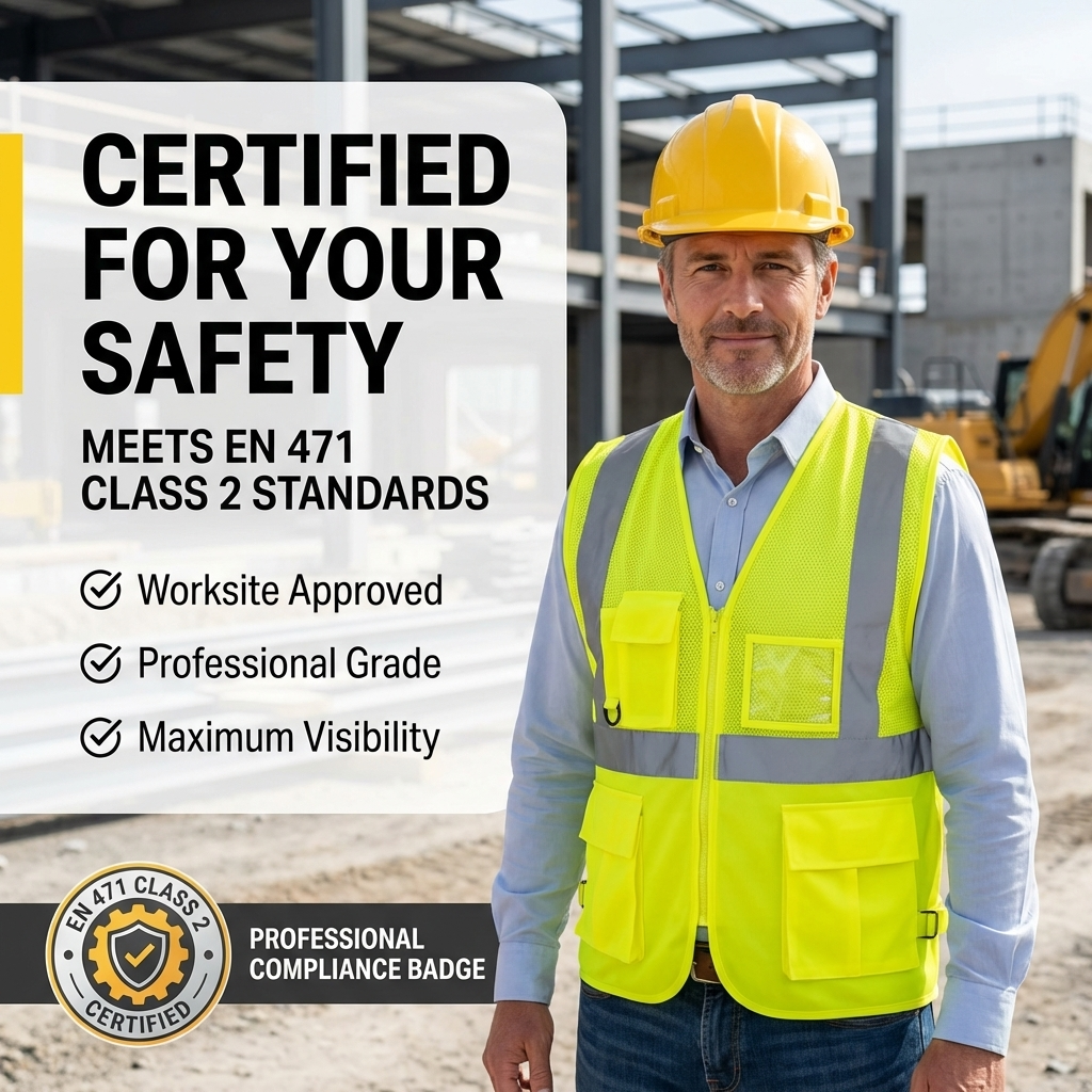 High-Visibility Safety Vest Yellow, EN 471 Class 2