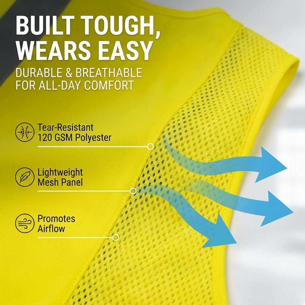 High-Visibility Safety Vest Yellow, EN 471 Class 2