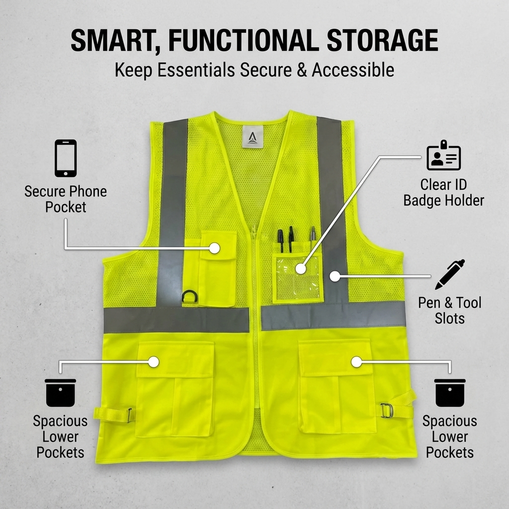 High-Visibility Safety Vest Yellow, EN 471 Class 2