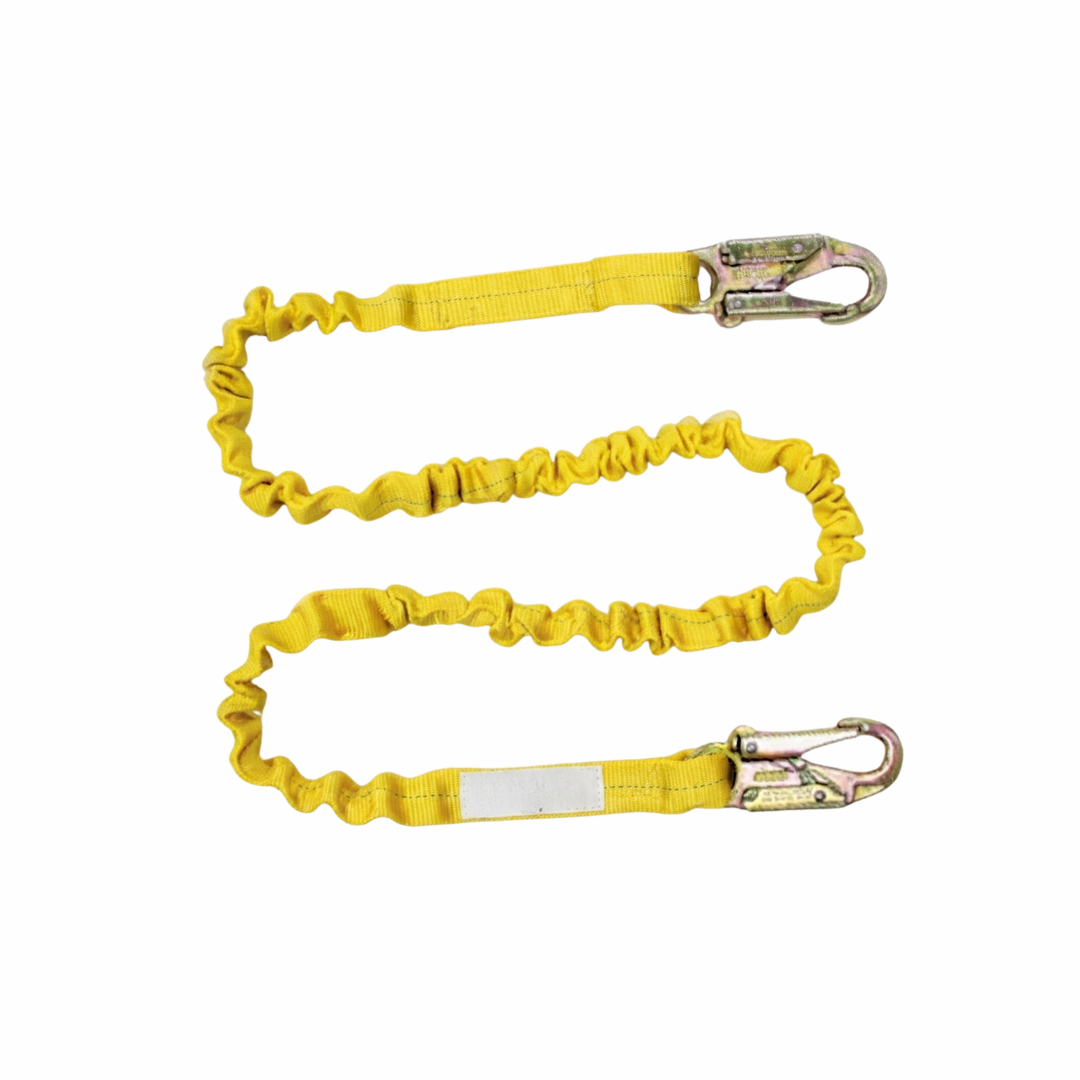 Sellstrom 3254-P6HH Premium Shock-Absorbing Webbing Safety Lanyard | 6 ft with Dual Double-Locking Snap Hooks