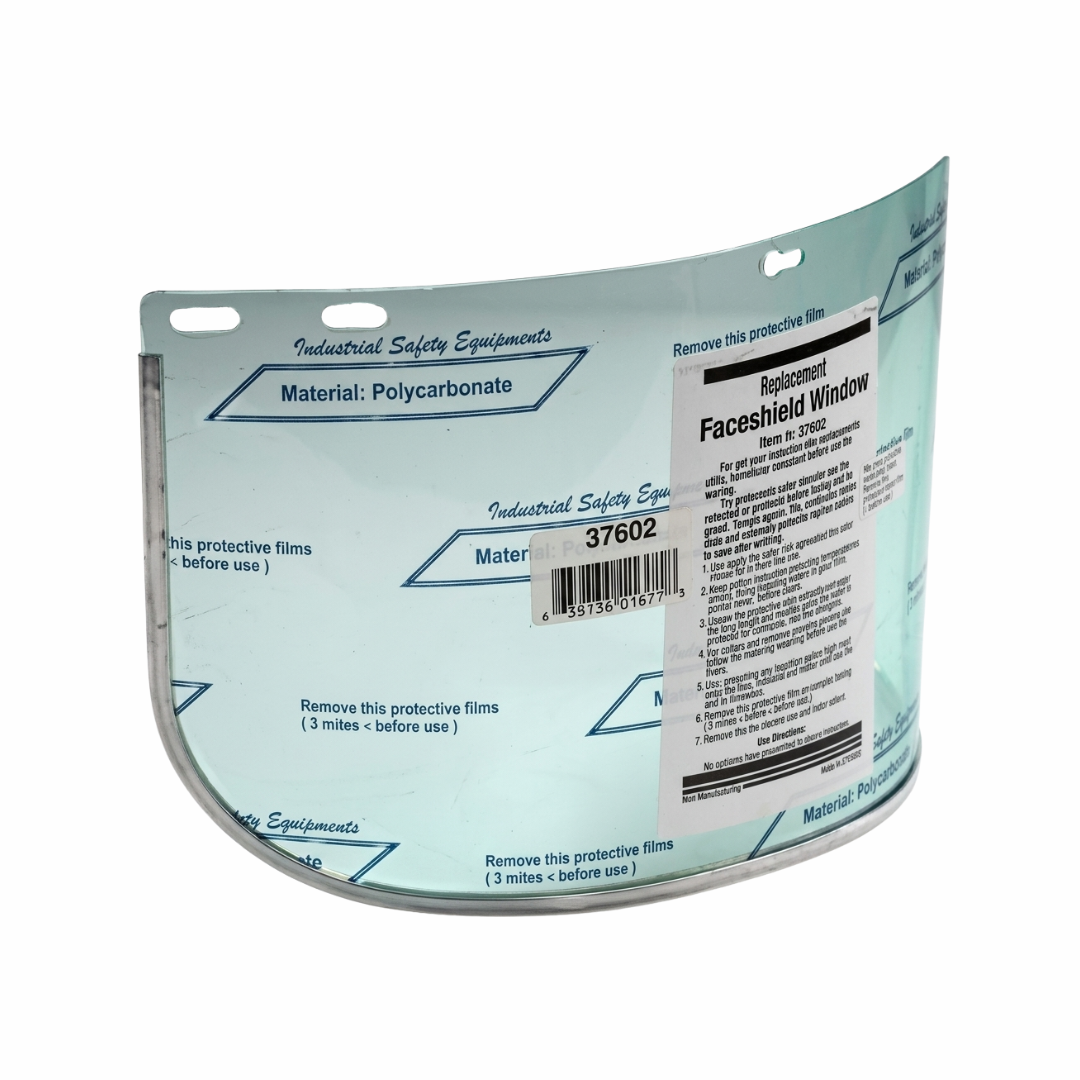 Sellstrom 37602 Universal Polycarbonate Face Shield Window | 8" x 15.5" Clear Aluminum Bound Visor