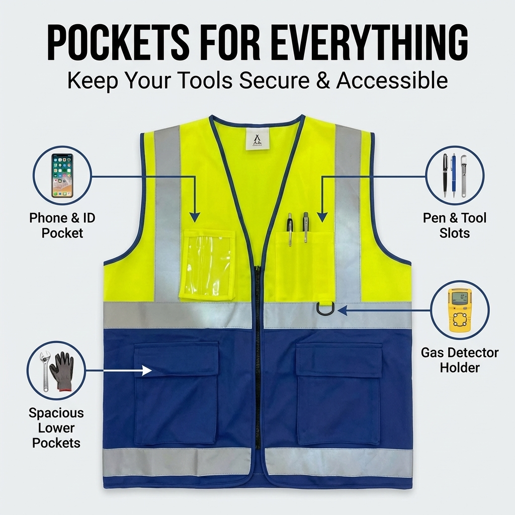 High-Visibility Safety Vest Yellow & Blue Two-Tone