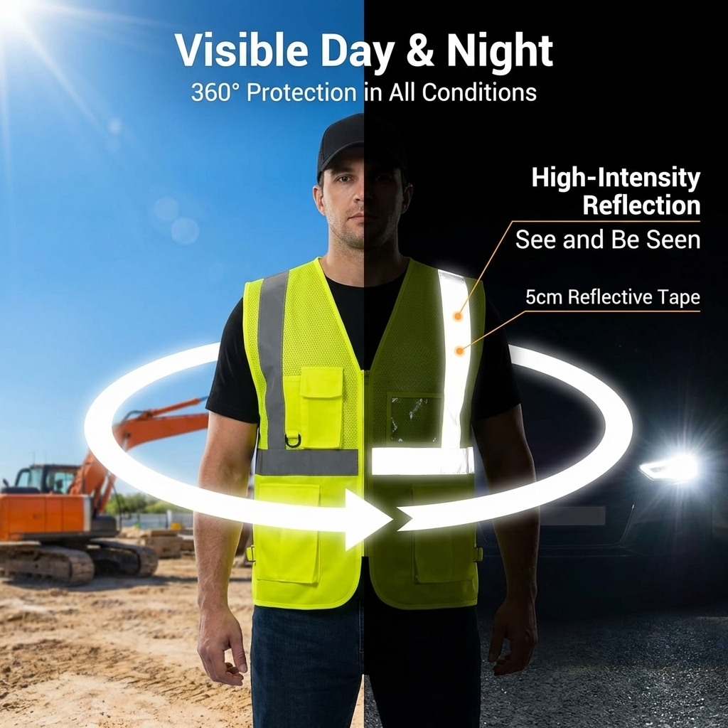 High-Visibility Safety Vest Yellow, EN 471 Class 2